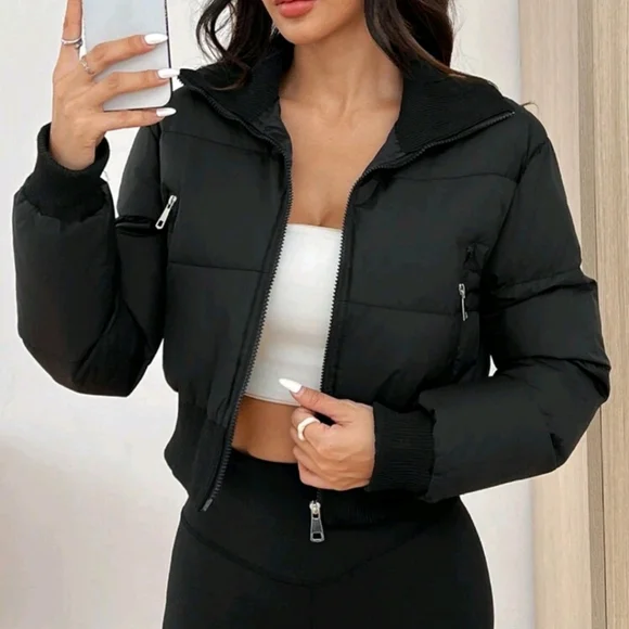 Women's Solid Color Zipper Front Padded Coat - Picture 3 of 4